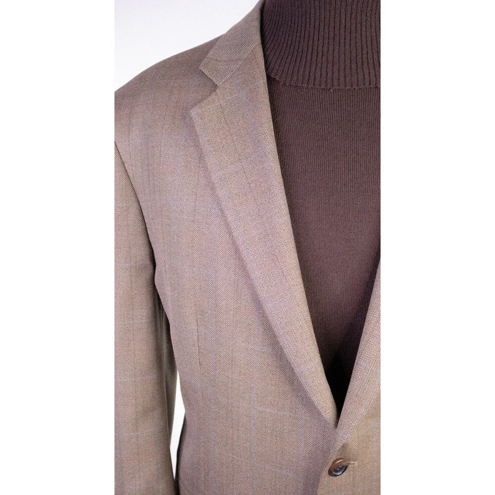 Joseph & Feiss Gold Blazer Mens 48R Beige 100% Wool Sport Coat Jacket Classic